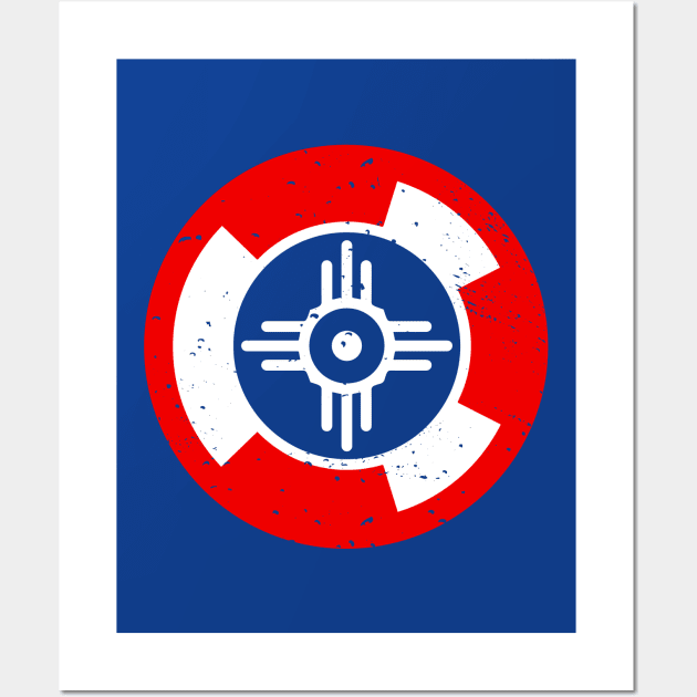 Retro Wichita Kansas City Flag // Vintage Wichita Grunge Emblem Wall Art by Now Boarding